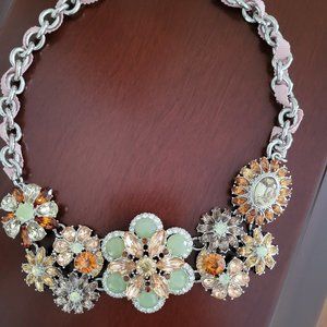 Floral Multi-Stone Statement Necklace 18" with 3 " Extender by Talbots
